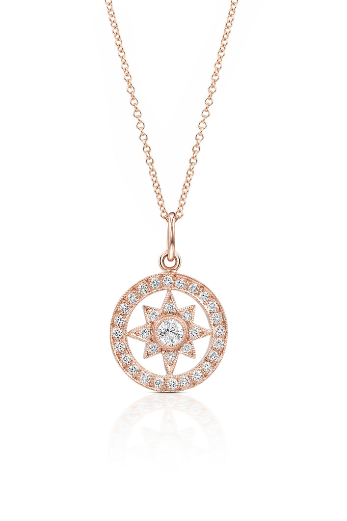 Gold and Diamond Compass Rose Pendant - Goldhaus & Alexander Jewelry Design