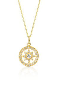 18K Gold and Diamond Pendant - Compass Rose - Goldhaus and Alexander Jewelry Design