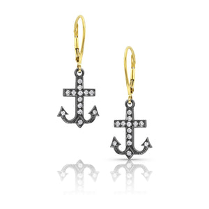 Gold and Diamond Anchor Earrings - Goldhaus & Alexander Jewelry Design